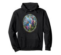 Art Nouveau Hummingbird Moth with Honeysuckle Flowers Pullover Hoodie