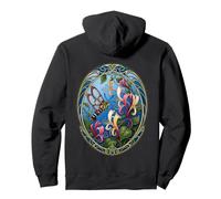Art Nouveau Hummingbird Moth with Honeysuckle Flowers Pullover Hoodie