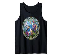 Art Nouveau Hummingbird Moth with Honeysuckle Flowers Tank Top