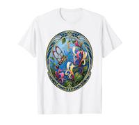 Art Nouveau Hummingbird Moth with Honeysuckle Flowers Value Graphic T-Shirt, Men, White, L