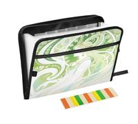 Art Nouveau Lady Green 13 Pocket Expanding File Folder with Labels A4 Document Organizer with Zipper