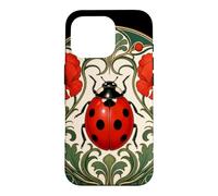 Art Nouveau Ladybug Poppy Floral Case for iPhone 16 Pro