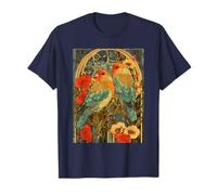 Art Nouveau Lovebirds with Roses and Vintage Botanical T-Shirt