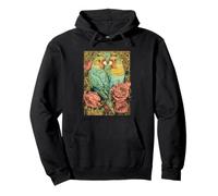 Art Nouveau Lovebirds with Roses and Vintage Floral Artwork Pullover Hoodie