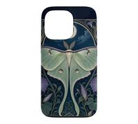 Art Nouveau Luna Moth Moon Morning Glory Design Case for iPhone 13 Pro