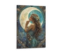 Art Nouveau Moon Goddess Poster Painting On Canvas Wall Art Poster Scroll Picture Print Walls Decor Home Posters 16x24inch(40x60cm)
