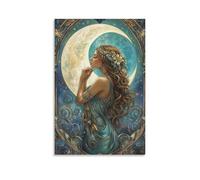 Art Nouveau Moon Goddess Poster Poster Cool Artworks Painting Wall Art Canvas Prints Hanging Picture Posters 12x18inch(30x45cm)