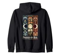 Art Nouveau Moon Phases and Botanical Floral Pagan Women Zip Hoodie
