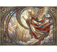 Art Nouveau Mucha Angel 1000 Piece Wooden Jigsaw Puzzle,Gift Idea,Whimsical Challenge,Stress Relief,Great Gifts,Home Wall Decor,Wood,Adults & Kids 14+ (75x50cm)