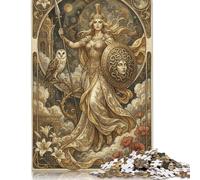 Art Nouveau Mucha Athena 500 Piece Wooden Jigsaw Puzzle,Educational Toy,Impossible Challenge,Adults & Kids 14+,Wood,Home Wall Decor,Gift Idea,Stress Relief (52x38cm)