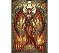 Art Nouveau Mucha Demon Queen 500 Piece Wooden Jigsaw Puzzle,Gift Idea,Whimsical Challenge,Stress Relief,Great Gifts,Home Wall Decor,Wood,Adults & Kids 14+ (52x38cm)