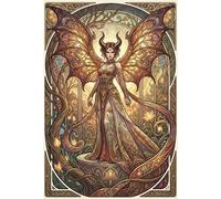 Art Nouveau Mucha Demon Queen 500 Piece Wooden Jigsaw Puzzle,Stress Relief,Impossible Challenge,Adults & Kids 14+,Home Wall Decor,Gift Idea,Wood,Educational Toy (52x38cm)