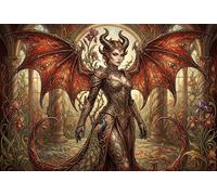 Art Nouveau Mucha Female Demon 1000 Piece Wooden Jigsaw Puzzle,Educational Toy,Impossible Challenge,Adults & Kids 14+,Wood,Home Wall Decor,Gift Idea,Stress Relief (75x50cm)