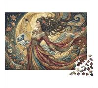 Art Nouveau Mucha Goddess 1000 Piece Jigsaw Puzzle,Adults & Kids 14+,Home Wall Decor,Whimsical Challenge,Educational Toy,Premium Cardboard,Great Gifts,Stress Relief 38x26cm