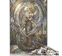 Art Nouveau Mucha Owl Goddess 500 Piece Wooden Jigsaw Puzzle,Gift Idea,Stress Relief,Whimsical Challenge,Wood,Adults & Kids 14+,Home Wall Decor,Educational Toy (52x38cm)