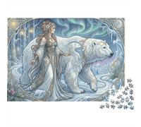 Art Nouveau Mucha Polar Bear Goddess 1000 Piece Jigsaw Puzzle,Premium Cardboard,Impossible Challenge,Educational Toy,Home Wall Decor,Gift Idea,Adults & Kids 14+,Stress Relief 52x38cm