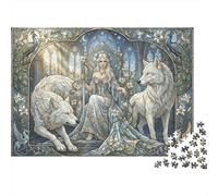 Art Nouveau Mucha Wolf Queen 1000 Piece Wooden Jigsaw Puzzle,Adults & Kids 14+,Whimsical Challenge,Stress Relief,Educational Toy,Home Wall Decor,Gift Idea,Wood (75x50cm)