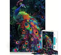 Art Nouveau Neon Peacock 1000-piece Puzzle for Teenagers Mind Exercise Smooth Joint Family Play Home Decor (38x26cm)