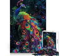 Art Nouveau Neon Peacock 1000-piece Puzzle for Teenagers Mind Exercise Smooth Joint Family Play Home Decor (38x26cm)