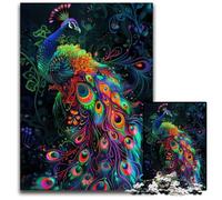 Art Nouveau Neon Peacock 1000 Pieces Puzzles for Adults Jigsaw Puzzles Brain Challenge Game for Teenagers & Family Interaction 1000 PCS(38x26cm)