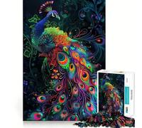 Art Nouveau Neon Peacock Puzzles for Adults 1000 Piece Mental Skill Sharp Cut Enjoyable Challenge Xmas Present (50x75cm)