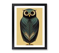 Art Nouveau Owl Framed Wall Art Print A2 Black