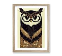 Art Nouveau Owl Framed Wall Art Print A2 Oak