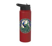 Art Nouveau Peacock Floral Stainless Steel Insulated Water Bottle
