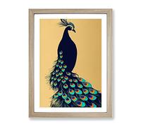 Art Nouveau Peacock Framed Print | A2 Oak Framed Wall Art | Ready to Hang | Modern Animal Picture | Living Room Bedroom Lounge Office