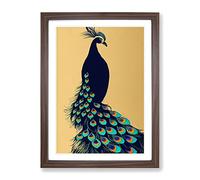 Art Nouveau Peacock Framed Print | A2 Walnut Framed Wall Art | Ready to Hang | Modern Animal Picture | Living Room Bedroom Lounge Office