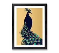 Art Nouveau Peacock Framed Print | A4 Black Framed Wall Art | Ready to Hang | Modern Animal Picture | Living Room Bedroom Lounge Office