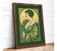 Art Nouveau Portrait in Gold Art Deco Framed Wall Art Print A4 (29.7×21cm) Walnut, Wall Decor for Living Room, Bedroom, Office & Home, Ready to Hang, Art Gift