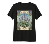 Art Nouveau Sage Herb Botanical Plant Illustration Premium T-Shirt