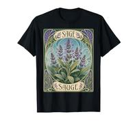 Art Nouveau Sage Herb Botanical Plant Illustration T-Shirt