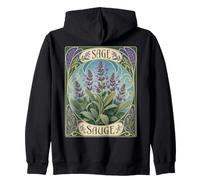 Art Nouveau Sage Herb Botanical Plant Illustration Zip Hoodie