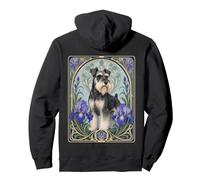 Art Nouveau Schnauzer Dog Iris Flower Portrait Pullover Hoodie