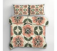 Art Nouveau Single Duvet Cover Set - Floral Flower Boho Bedding & Bedroom Decor, Super Soft Microfiber Quilt Cover and 1 Pillowcases, with Zip, Reversible Design