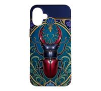 Art Nouveau Stag Beetle Insect Entomology Design Case for iPhone 16 Plus