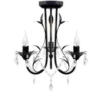 Art Nouveau Style Chandelier Black Metal with Crystal Beads 3xE14 Bulb vidaXL