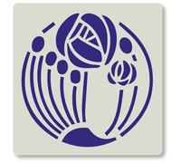 Art Nouveau Style Flower No.4 Tile Crafting Stencil 10cm Reusable Mylar upcycling, Tile Craft.