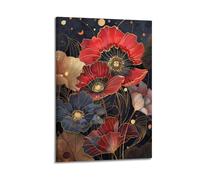 Art Nouveau Style Red Flowers Poster Poster Decorative Painting Canvas Wall Posters And Art Picture Print Modern Family Bedroom Decor Posters 16x24inch(40x60cm)