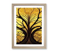 Art Nouveau Tree Framed Wall Art Print A2 Oak