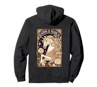 Art Nouveau Unicorn Reading is Magical Floral Graphic Pullover Hoodie
