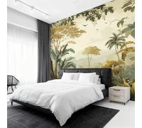 Art Nouveau Wallpaper for Living Room, Tropical Botanical Wall Mural for Bedroom 366x254 cm, Non-Woven Photo Wallpaper, Home Decor D&O100