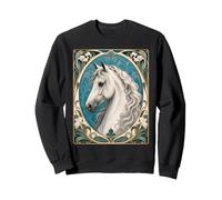 Art Nouveau White Horse Elegant Equine Art Sweatshirt