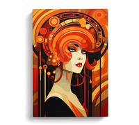 Art Nouveau Woman Constructivism Canvas Print | Gallery Wrapped 30mm Frame Wall Art | 30x20 inches | Ready to Hang | Modern People Picture | Living Room Bedroom Lounge Office