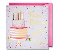 art nuvo Birthday Card for Women - Happy Birthday Card with Envelope Full of Shine and Shimmering Light Reflected in the Glittering Number and Colourful Prints