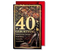 art nuvo Birthday Card for Women - Happy Birthday Card with Envelope Full of Shine and Shimmering Light Reflected in the Glittering Number and Colourful Prints