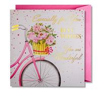 art nuvo Birthday Card for Women - Happy Birthday Card with Envelope Full of Shine and Shimmering Light Reflected in the Glittering Number and Colourful Prints