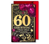 art nuvo Birthday Card for Women - Happy Birthday Card with Envelope Full of Shine and Shimmering Light Reflected in the Glittering Number and Colourful Prints